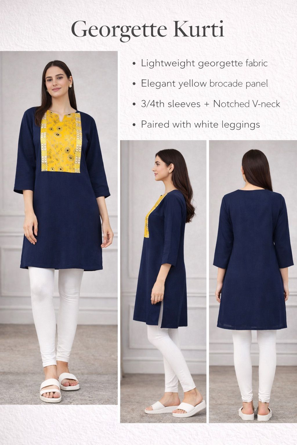 Cherry Striped-Yoke Rayon Kurti — Two Berry (view 2)