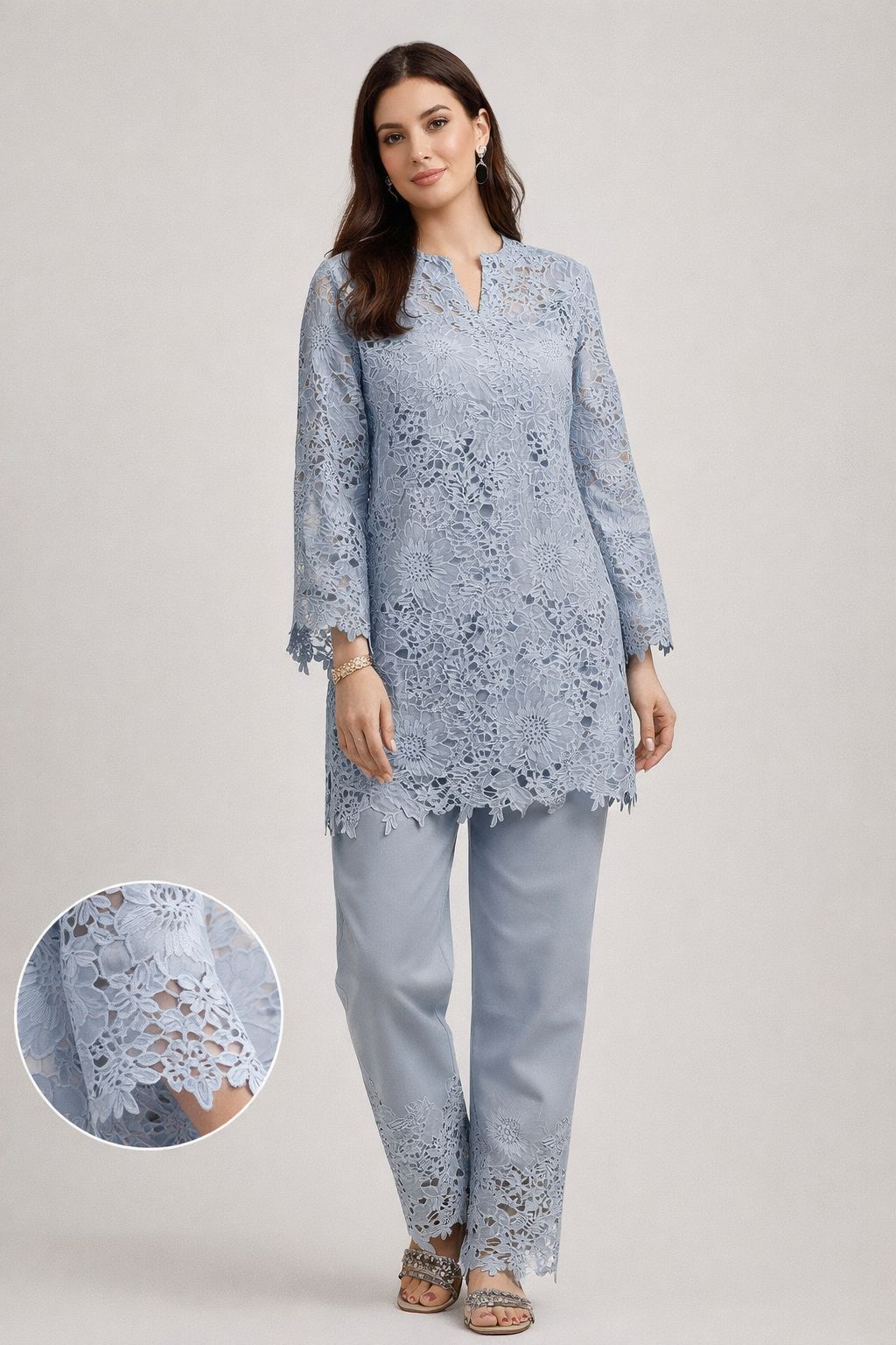 Powder-Blue Guipure Lace Co-ord — Zero Kiss